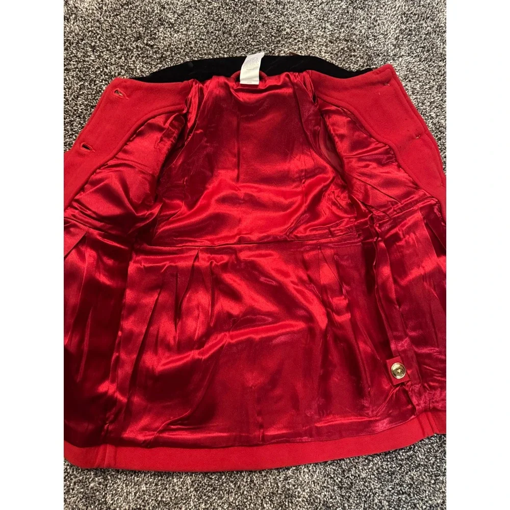 Gymboree Girls Crimson Red Velvet Trim Wool Blend Dress Coat 4T 3056259 New